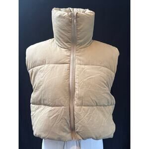 Tan Puffer Vest Jacket Womens Outerwear